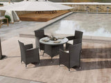 ZUN 5 Piece Outdoor Dining Set All-Weather Wicker Patio Dining Table and Chairs with Cushions, Round 22386738