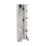 Urano Mirror Linen Cabinet, Four Interior Shelves, Five External Shelves -White B07091993