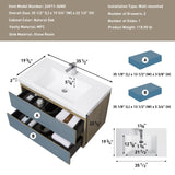 36" Floating Bathroom Vanity with Sink, Modern Wall-Mounted Bathroom Storage Vanity Cabinet with W1573P152698