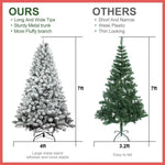 ZUN 7.5ft Snow-Flocked Artificial Christmas Tree with Pine Cones, Prelit Xmas Trees, Hinged Easy 68351185