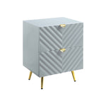 ZUN 2 Drawers MDF Nightstand in Gray High Gloss Finish B016P257195