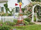 6.2ft Red 4-Blade Iron Windmill with 4-Leg Stand and Storage Shelf 54238030
