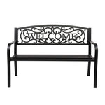 ZUN 50" Outdoor Welcome Backrest Cast Iron Bench 27571420