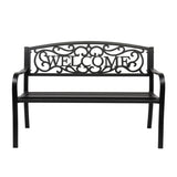 ZUN 50" Outdoor Welcome Backrest Cast Iron Bench 27571420