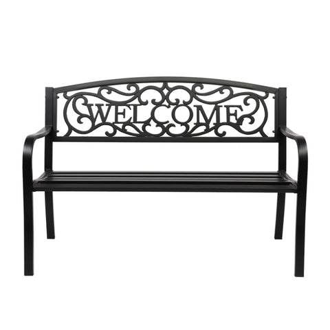 ZUN 50" Outdoor Welcome Backrest Cast Iron Bench 27571420