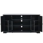 ZUN U-Can TV Stand for TV up to 65in with 2 Tempered Glass Doors Adjustable Panels Open Style Cabinet, WF287841AAB