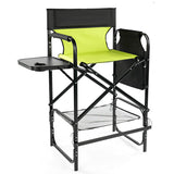 31" Tall Directors Chair with Footrest, 4Portable Bar Height Folding Camping Chair with Built-in Cup 57866918