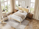 Platform Bed Frame with Headboard , Wood Slat Support , No Box Spring Needed ,King,Natural N709P425341N
