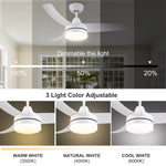 ZUN 42 inch indoor white ceiling fan with LED light W1367P146456