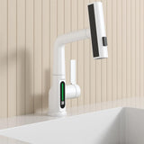 Pull-Out Lift LED Temperature Digital Display Bathroom Basin Faucet, Single Handle 360&deg Rotatable W1224125760