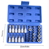 ZUN 34 Piece Set of Plum Blossom Star Shaped Screwdriver Head Socket - Chrome Vanadium Steel Sleeve 66735982