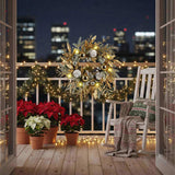 20 Inch Christmas Wreath Door Decor with Warm White LED Lights Christmas Decor FBA shipment 00228642