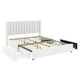 Same as B083P156197 Anda Patented 2-Drawers Storage Bed Queen Size Ivory Boucle Upholstered Platform B191P191660