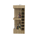 Lyman 46" Tall 3-Tier Corner Bar Cabinet with Fourteen Wine Bottle Cubbies, Living Room, Liquor B070P254768