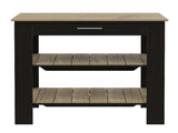 Rockaway 1-Drawer 2-Shelf Kitchen Island Black Wengue and Light Oak B06280056