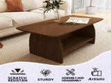 Modern minimalist living room coffee table, 47 inch double-layer rectangular with storage function, W1727P356443