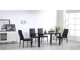 4pcs Elegant Dining Chairs with 6 Grids Decoration Backrest White Cushion Black 69161445