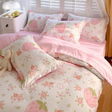 3 Piece Strawberry Duvet Set Strawberry Print Bedding for Home Bedroom Decor Microfiber Quilt 42041189