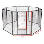 ZUN Dog Fence 40" H,8 Metal Panel Heavy Duty Pet Playpen Dog Fence with Door 79093590