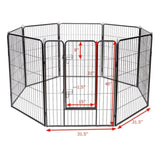 ZUN Dog Fence 40" H,8 Metal Panel Heavy Duty Pet Playpen Dog Fence with Door 79093590