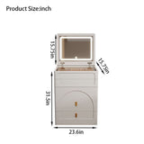 ZUN 3-in-1 dressing table with flip mirror and light, small dressing table set with visible glass 52844477