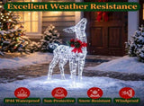 Pre-Lit Christmas Reindeer Decoration with 50 Cold White LED Lights, IP44 Waterproof Metal Frame, 39250855