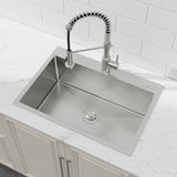 Kitchen Sink, 27x19 Single Bowl, Overmount Handmade Sink in Dark Gray, with US Standard Drain and 09877789