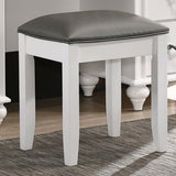 White Vanity Stool with Padded Seat B062P153878
