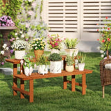 Double layered woody plant rack, staircase style flowerpot rack 71225288