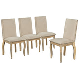 TREXM Set of 4 Dining chairs Wood Upholstered Fabirc Dining Room Chairs with Nailhead WF291264AAE
