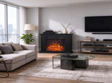 26" 1400W Electric Fireplace TV Stand with Mantel, Freestanding Console with Adjustable Flame, Timer 93239095