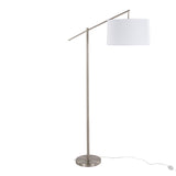 Casper 69" Contemporary Metal Floor Lamp in Brushed Nickel with Off-White Linen Shade from Grandview B202P223998