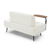 55"Inch Width Modern End of Bed Bench,Beige Faux Leather Upholstered With side table, 360-degree W2677P196632