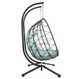 2 Persons Egg Chair with Stand Indoor Outdoor Swing Chair Patio Wicker Hanging Egg Chair Hanging W1703P163953