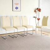 Modern Light Yellow PU dining chair living room chair upholstered chair, electroplated metal chair W210P179894
