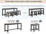 4 Piece Bar Table Set with Power Outlet,Bar Table Set with Chairs,Sofa Bar Table with Stools,Behind W1998P193827