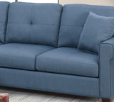 Blue Color Glossy Polyfiber Tufted Cushion Couch Sectional Sofa Chaise Living Room Furniture B01149070