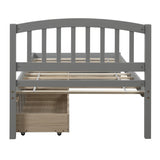 Twin Platform Storage Bed Wood Bed Frame with Two Drawers and Headboard, Gray WF194279AAE