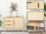 3 Drawer Dresser for Bedroom,Modern Rattan Wood Small Dresser Chest of Drawers Storage Cabinet 51837772