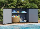23.5 Cu.ft Outdoor Storage Shed with Lockable Door, PP HDPE Horizontal Garden Tool Cabinet - Gray 97596536