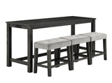 Bar Table Set with Power Outlet, Bar Table and Chairs Set, 4 Piece Dining Table Set, Industrial W487P339351