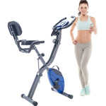 ZUN Folding Exercise Bike, Fitness Upright Recumbent with 16-Level Adjustable Resistance, Arm Bands 82325216