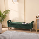 67.91"Wide Velvet Storage Soft Bench with Armrests for Living Room, Entryway and Bedroom. GREEN 02294187