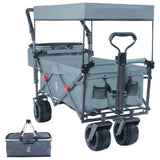 Collapsible Wagon cart with Removable Canopy, Large All Terrain Wheels, Brake, Adjustable 09626467