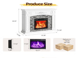 White Paint, 110*34.5*93cm, MDF with carved middle section & LED light strip, for 18in fireplace 29535199