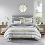 8 Piece Printed Seersucker Comforter and Quilt Set Collection Yellow Full/Queen B03597254