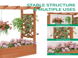 43.5*17.5*44.5 In Fir With Arched Lattice Raised Garden Bed Wooden Planting Frame Teak Color 39513939