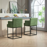 ZUN House Hold Counter Height Bar Stools Set of 2, Modern Square Bar Stool with Back, Black Metal W1588P191212