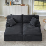 Compressible double chaise lounge with cupholders - No Assembly Required, Fluffy Modern Sleeper W2339P346393