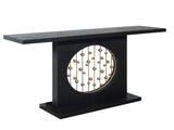 Modern Black Console Table with Gold Accent, Decorative Entryway Table,56in Wood Console Table, W2729P270745